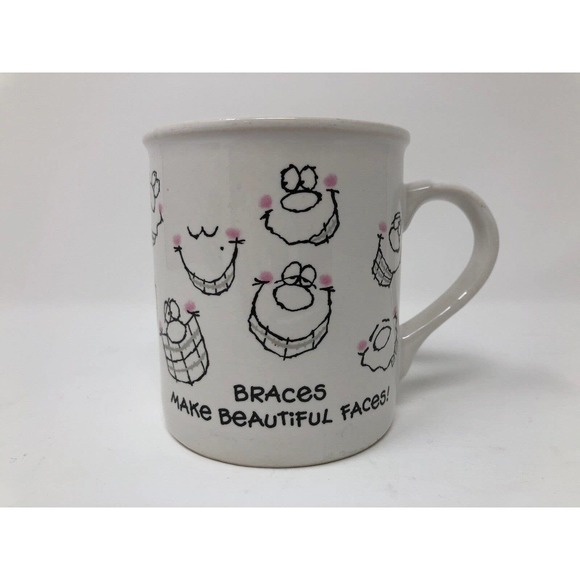 Braces Make Beautiful Faces Coffee Mug Cup Orthodontist DDS Tin Grin Smile Gift - Picture 1 of 6